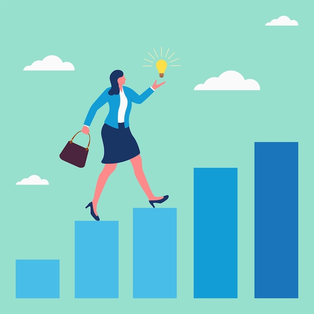 Succesvolle zakenvrouwen brengen ideeën en statistieken