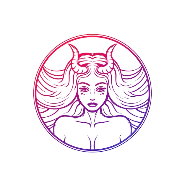 Succubus, demon meisje, vrouw met hoorns vector kunst