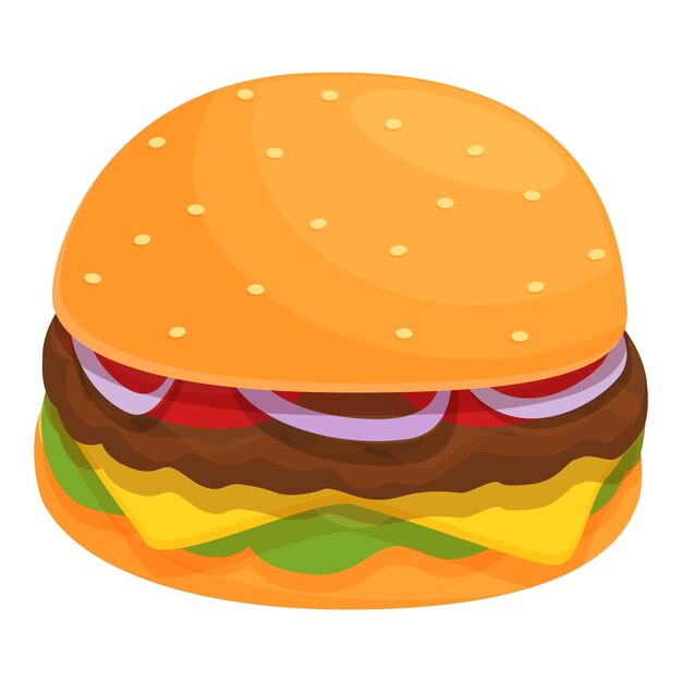 Vector succulent burger icon cartoon vector fast food meal