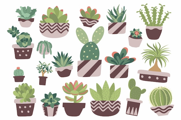 Illustrazione stabilita dell'autoadesivo sveglio del cactus succulente