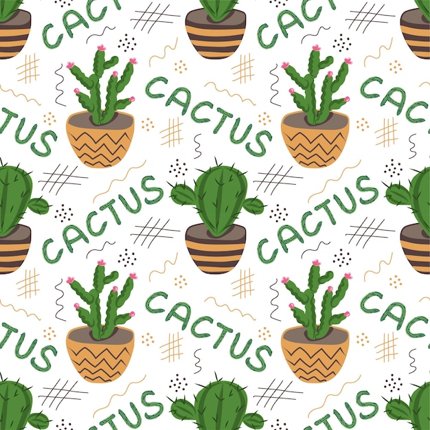 Succulent and cactus seamless pattern