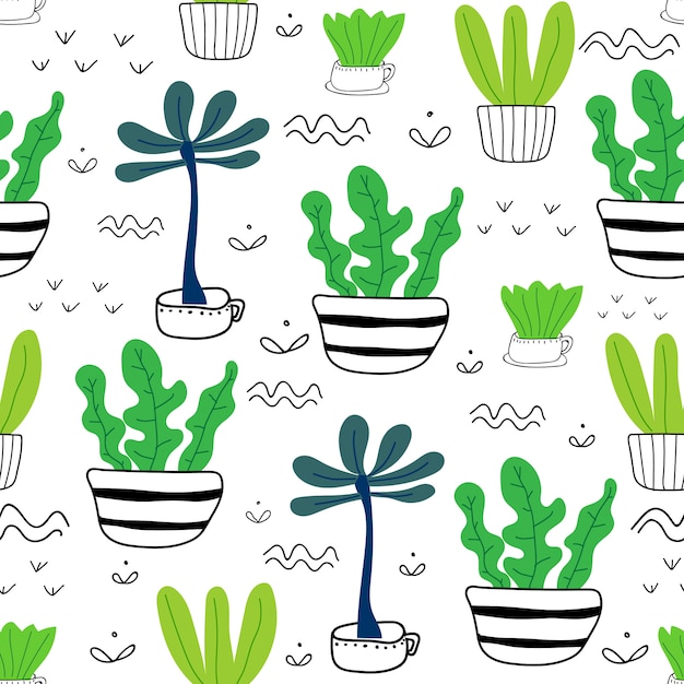 Succulent plant seamless pattern background.