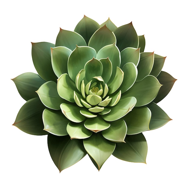 Succulent Plant Top View Isolated Detailed Hand Drawn Painting Illustration