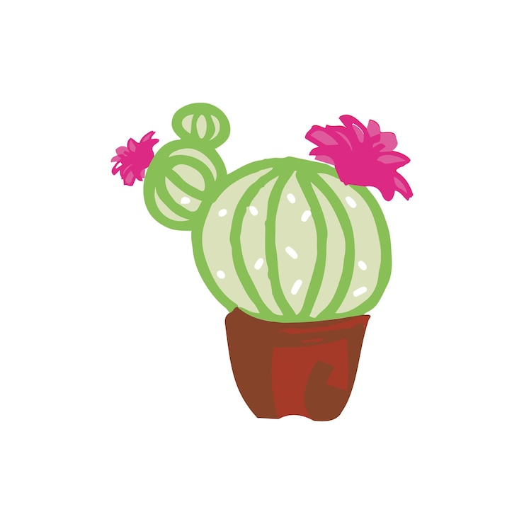 Vector 家用の緑のカクタス 手描きのデザインの要素