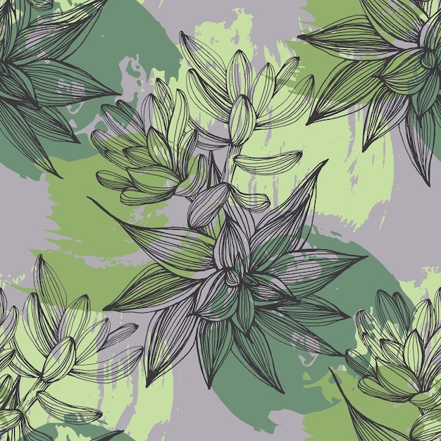 Succulents Seamless pattern