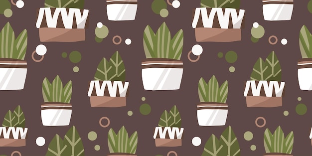 Succulents vector seamless pattern for wallpaper banners wrapping paper background stickers postcards etc