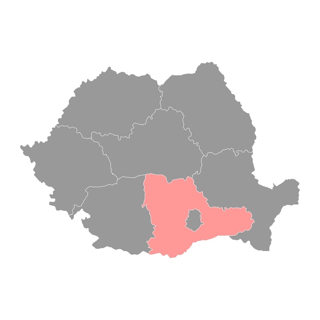 Карта региона развития Sud Muntenia в Румынии Векторная иллюстрация