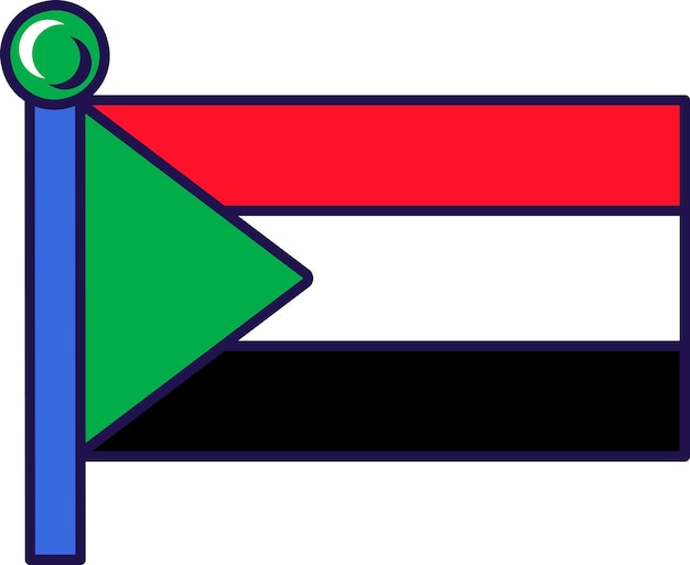 ベクトル 厳粛なイベント会議外国ゲストの登録のための旗竿にスーダンの国旗参加国のポールにスーダンの公式旗白い背景に分離された単純なベクトル