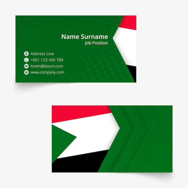 Sudan flag business card, standard size (90x50 mm) business card template with bleed under the clipping mask.