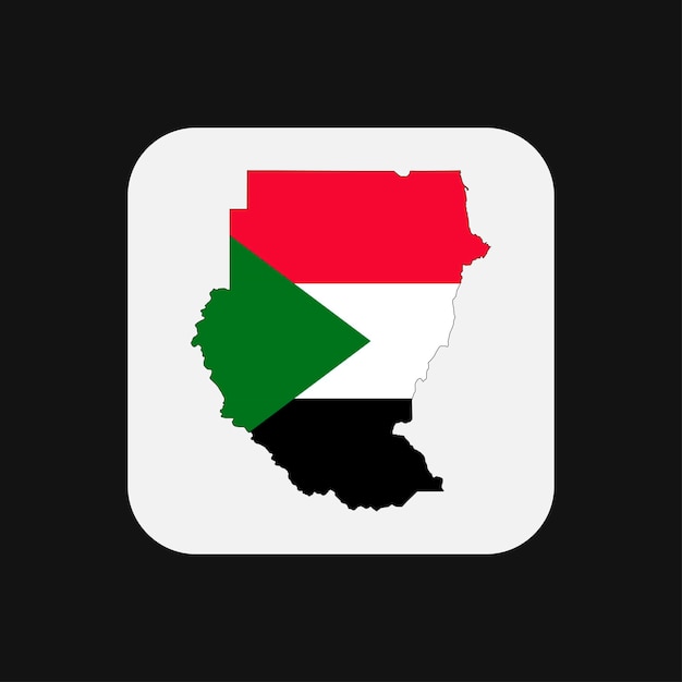 Sagoma di mappa del sudan con bandiera su sfondo bianco
