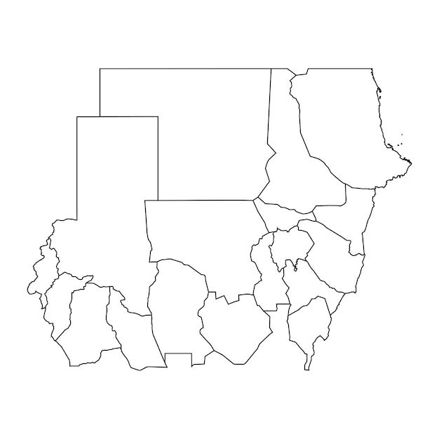 Sudan map with administrative divisions Vector illustration