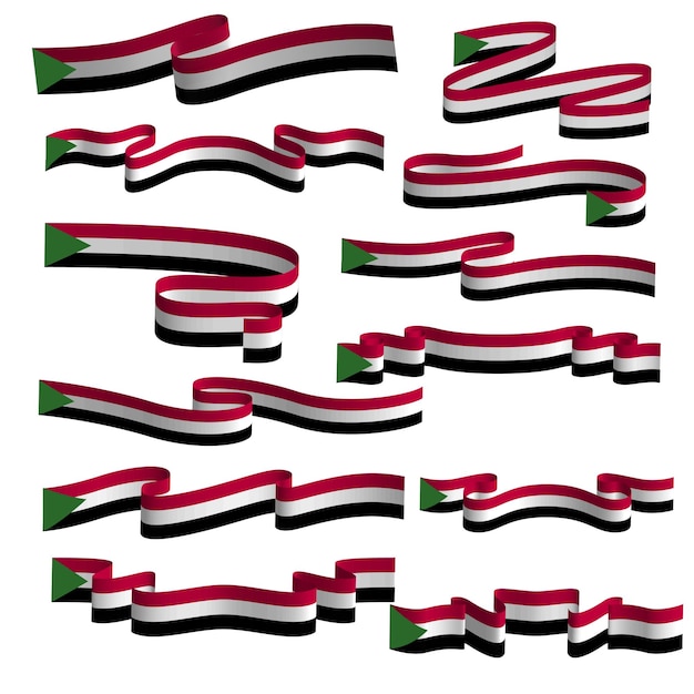 sudan ribbon flag vector element