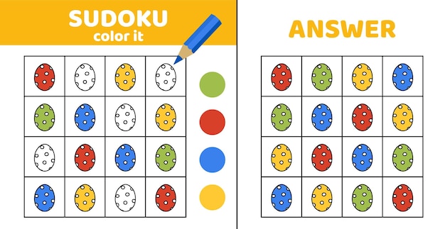 Sudoku Easter eggs Coloring sudoku with eggs Cartoon