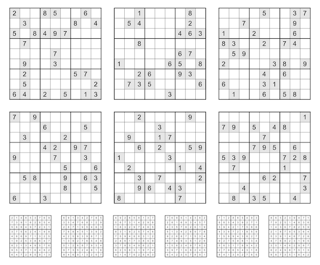 Vector sudoku game set with answers hard difficult