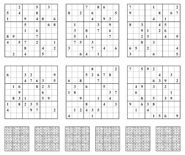 Sudoku game set with answers medium Difficulty