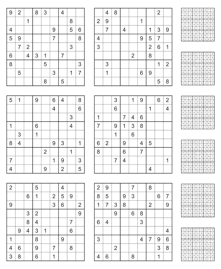 Vector sudoku game set with answers