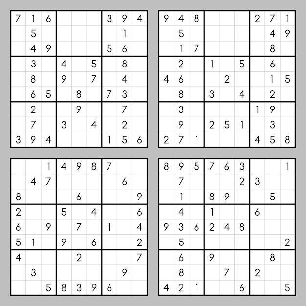 Set of Vector Sudoku puzzles. Easy level. Jigsaw with numbers. Educational  game for kids or leisure game for adults. 15573719 Vector Art at Vecteezy