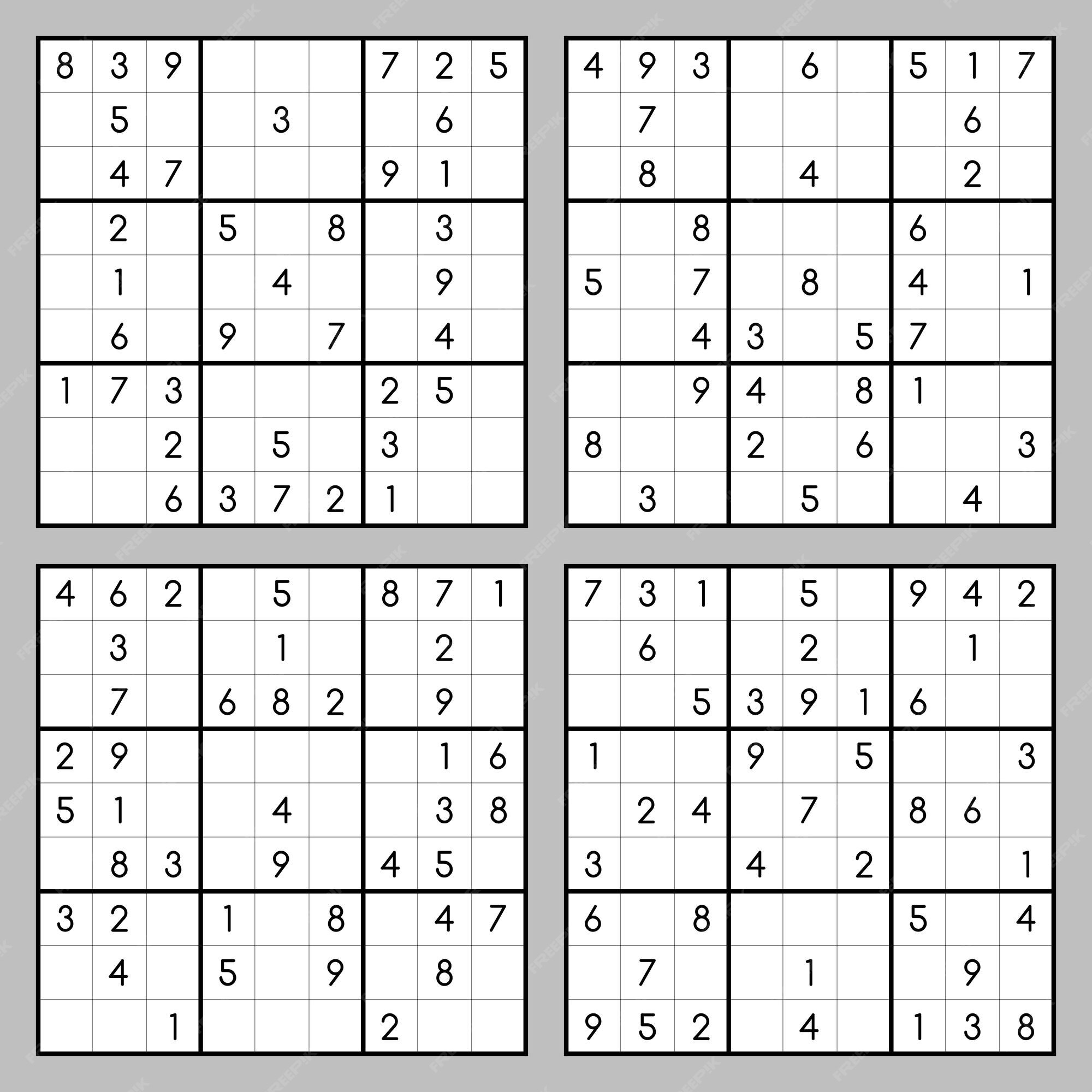 Set of Sudoku Puzzles. Different Levels. Logic Game for Children