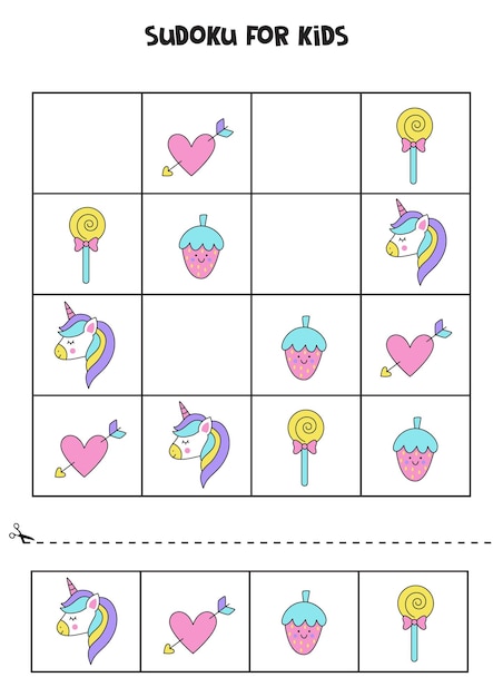 Sudoku game with unicorn elements for girls.