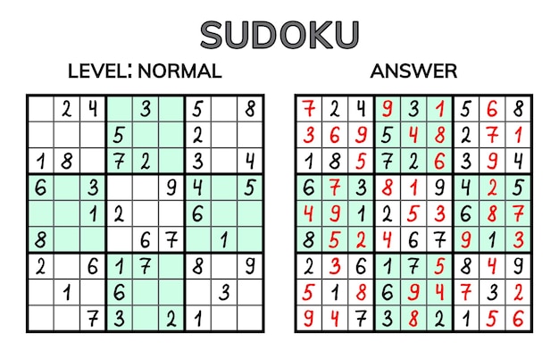 Vector sudoku kids and adult mathematical mosaic magic square logic puzzle game digital rebus vector illustration