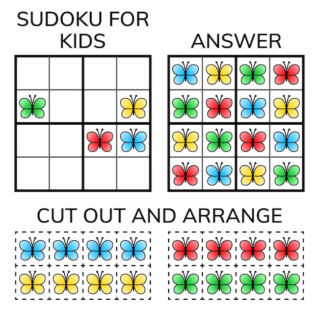 Vector sudoku kids and adult mathematical mosaic magic square logic puzzle game digital rebus vector illustration