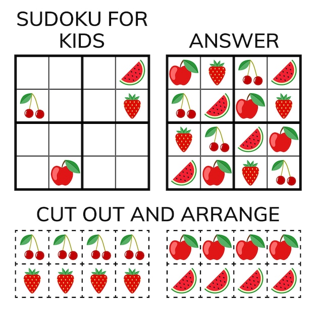 Vector sudoku kids and adult mathematical mosaic magic square logic puzzle game digital rebus vector illustration