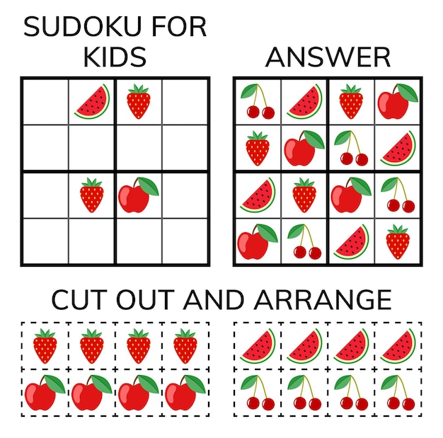 Vector sudoku kids and adult mathematical mosaic magic square logic puzzle game digital rebus vector illustration