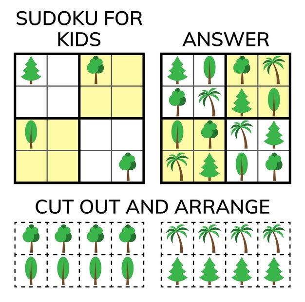 Vector sudoku kids and adult mathematical mosaic magic square logic puzzle game digital rebus vector illustration