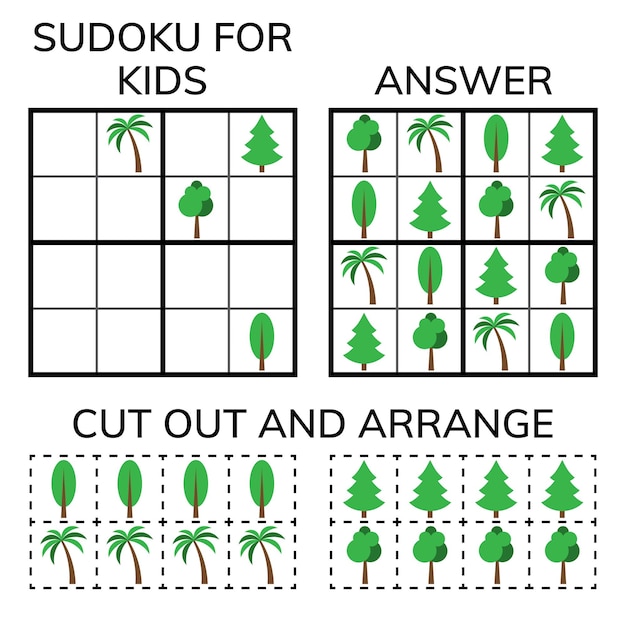Vector sudoku kids and adult mathematical mosaic magic square logic puzzle game digital rebus vector illustration