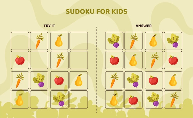 Sudoku for kids vector template