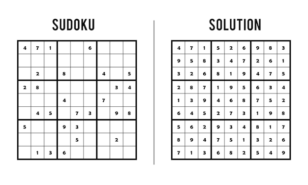 Sudoku puzzles for kids and adults game with solution magic square logic puzzle game digital reb