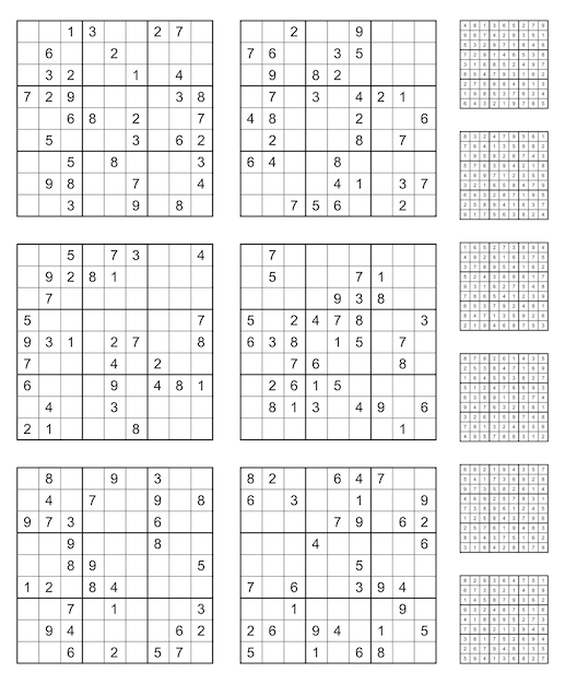 Sudoku spel set met antwoorden