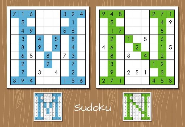 Sudoku vector set met antwoorden mn letters