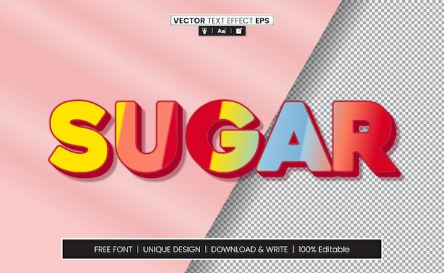 Эффект текста sugar 3d полностью редактируемый