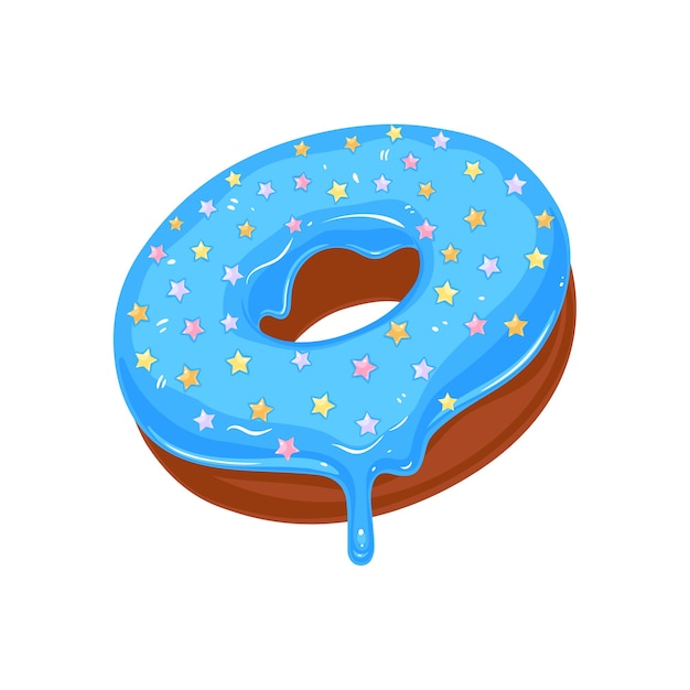 Sugar blue glazed donut with stars sprinkles