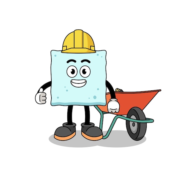 Vector sugar cube cartoon as a contractor character design