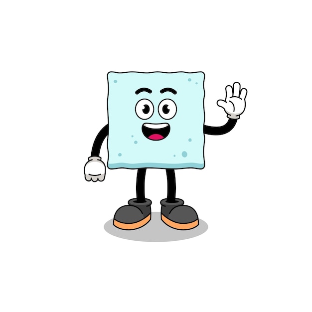 Premium Vector | Sugar cube cartoon doing wave hand gesture character design Premium Vector | Sugar cube cartoon doing wave hand gesture character design