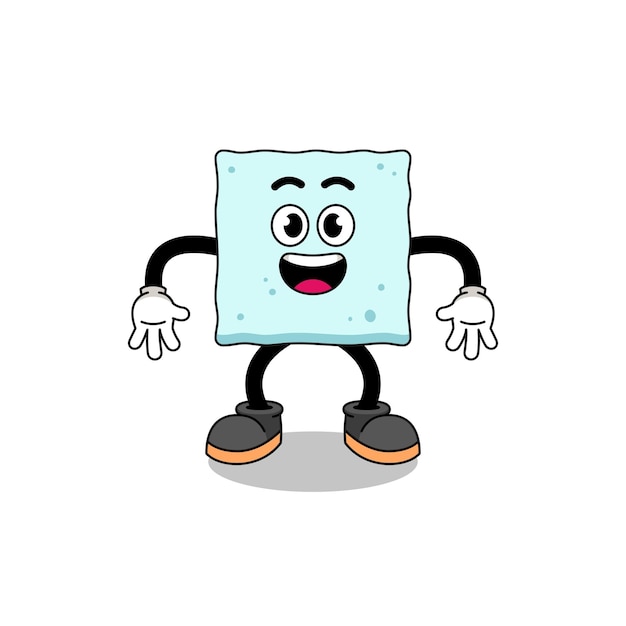 Sugar cube cartoon with surprised gesture character design