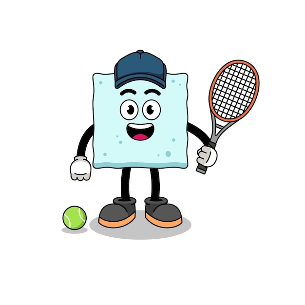 Sugar cube illustration as a tennis player character design