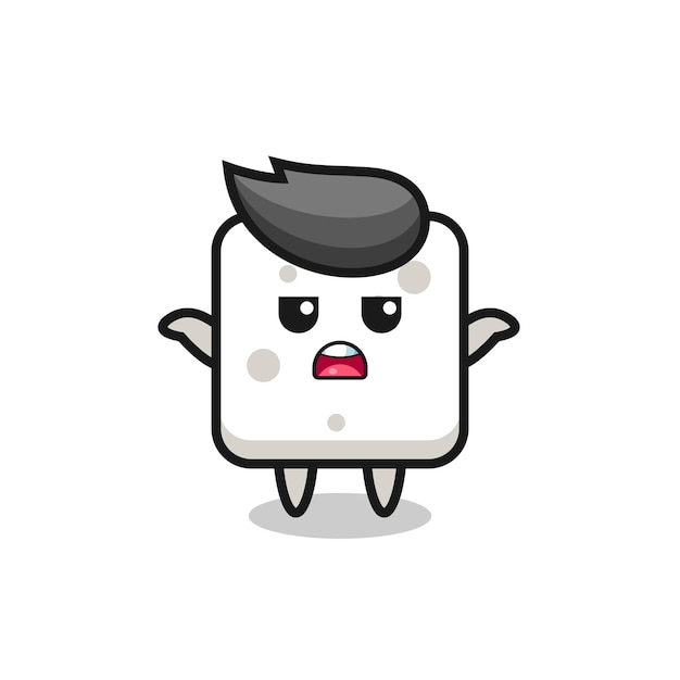 Sugar cube mascot character saying I do not know , cute style design for t shirt, sticker, logo element