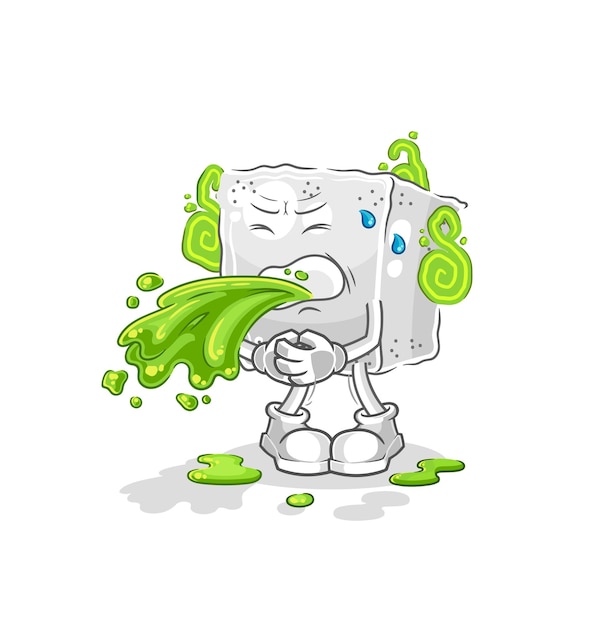 Vector sugar cube throw up cartoon cartoon mascot vector