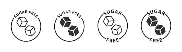 シュガー フリー製品パッケージ デザイン ベクトル図の円形のアイコンの角砂糖