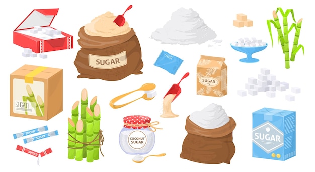 Vector sugar in different package isolated vector set