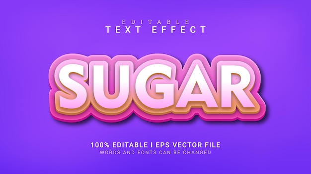 Sugar editable text effect vector illustration