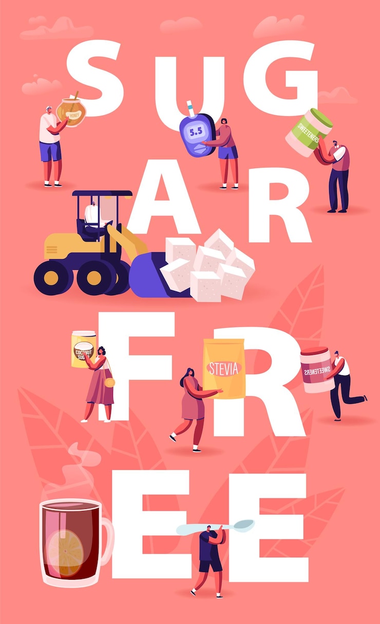 Вектор концепция без сахара. мультфильм плоский иллюстрация