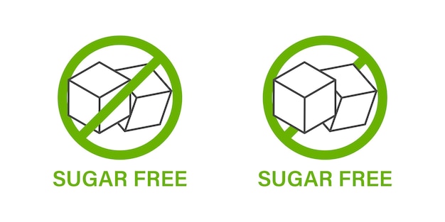 Vector sugar free icons green organic isolated logo food industry vector