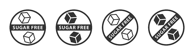 Sugar free label for no sugar added product package icon design template Vector illustration