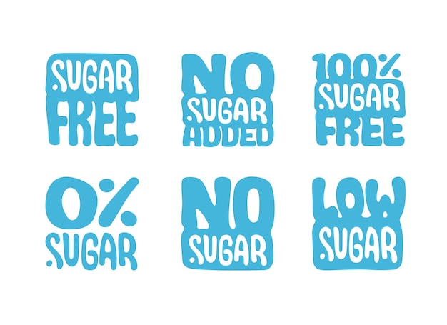 SUGAR FREE NO ADDED 100 percent LOW SUGAR isolated logo templates for label design infographics