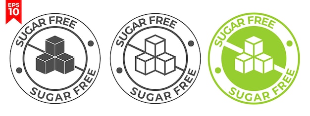 Vector sugar free packaging sticker label icons flat design vector illustration