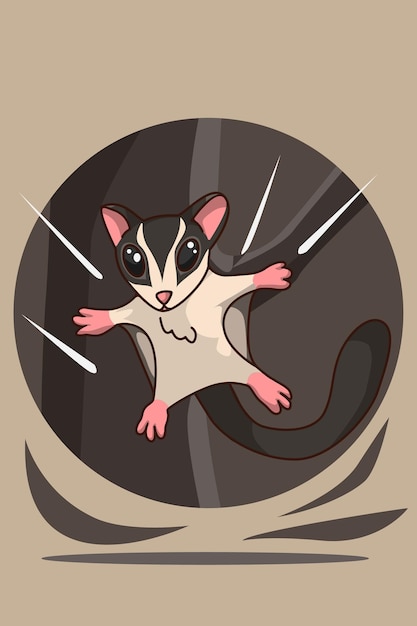 Vector sugar glider cartoon illustration